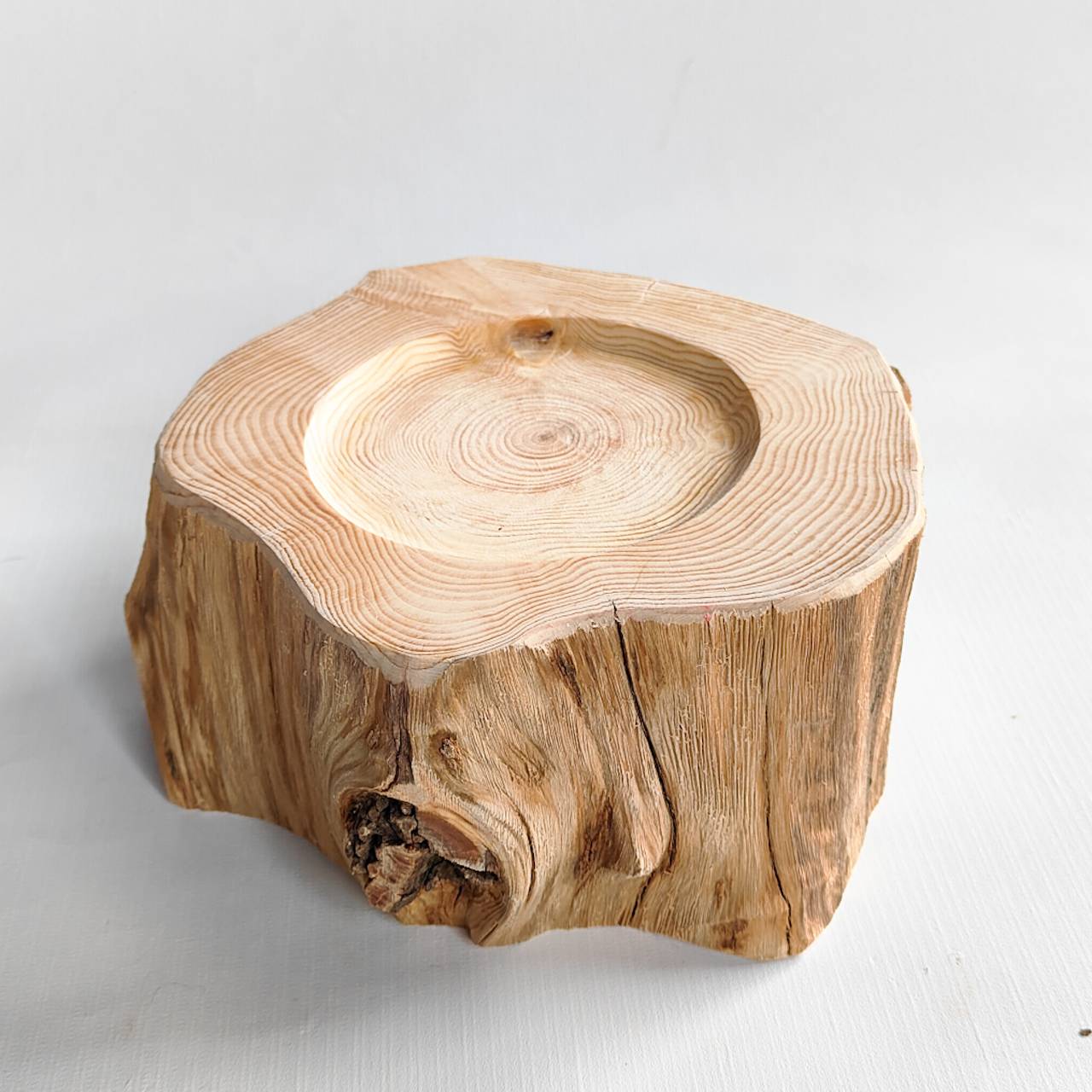 丸太のみ販売＞ しゃれ木高野槙のログボウル ごはん台 フードボウル 餌