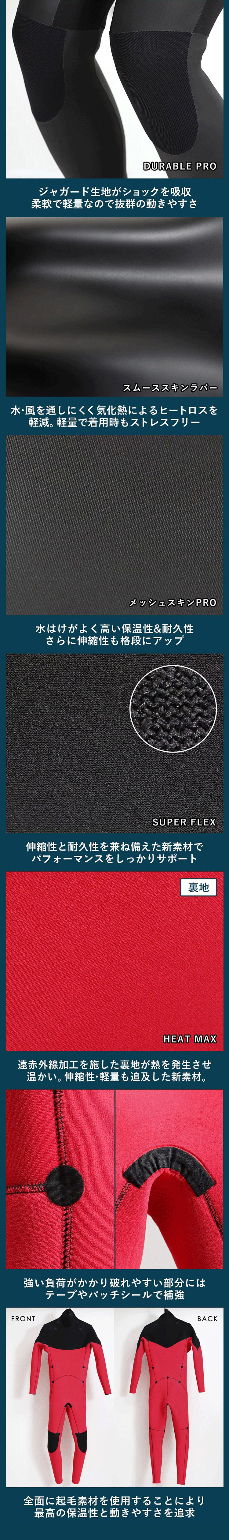 RSS SURF メンズ セミドライ ロングチェストジップ 5x3mm M～XXL 全1色