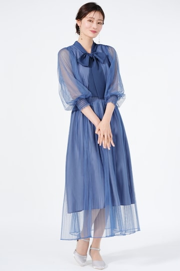 JILLSTUART ボウタイ付きチュールブルードレス (S〜M) をレンタル