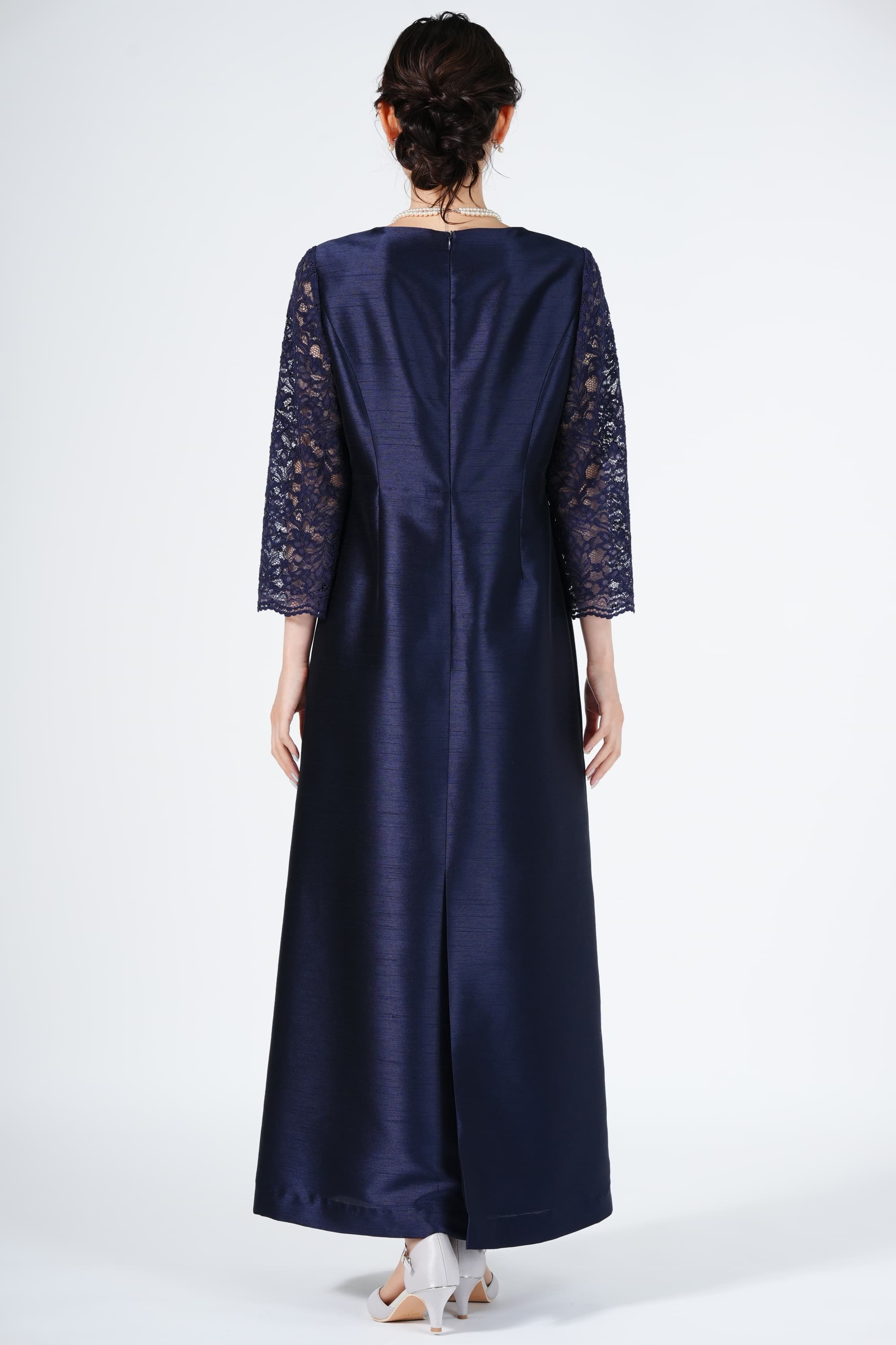 SOIR DOLCE 東京ソワール 上質プレミアム光沢ネイビーロングドレス (M