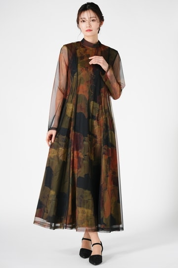 Ameri VINTAGE アート柄カーキドレス (M) をレンタル - 結婚式