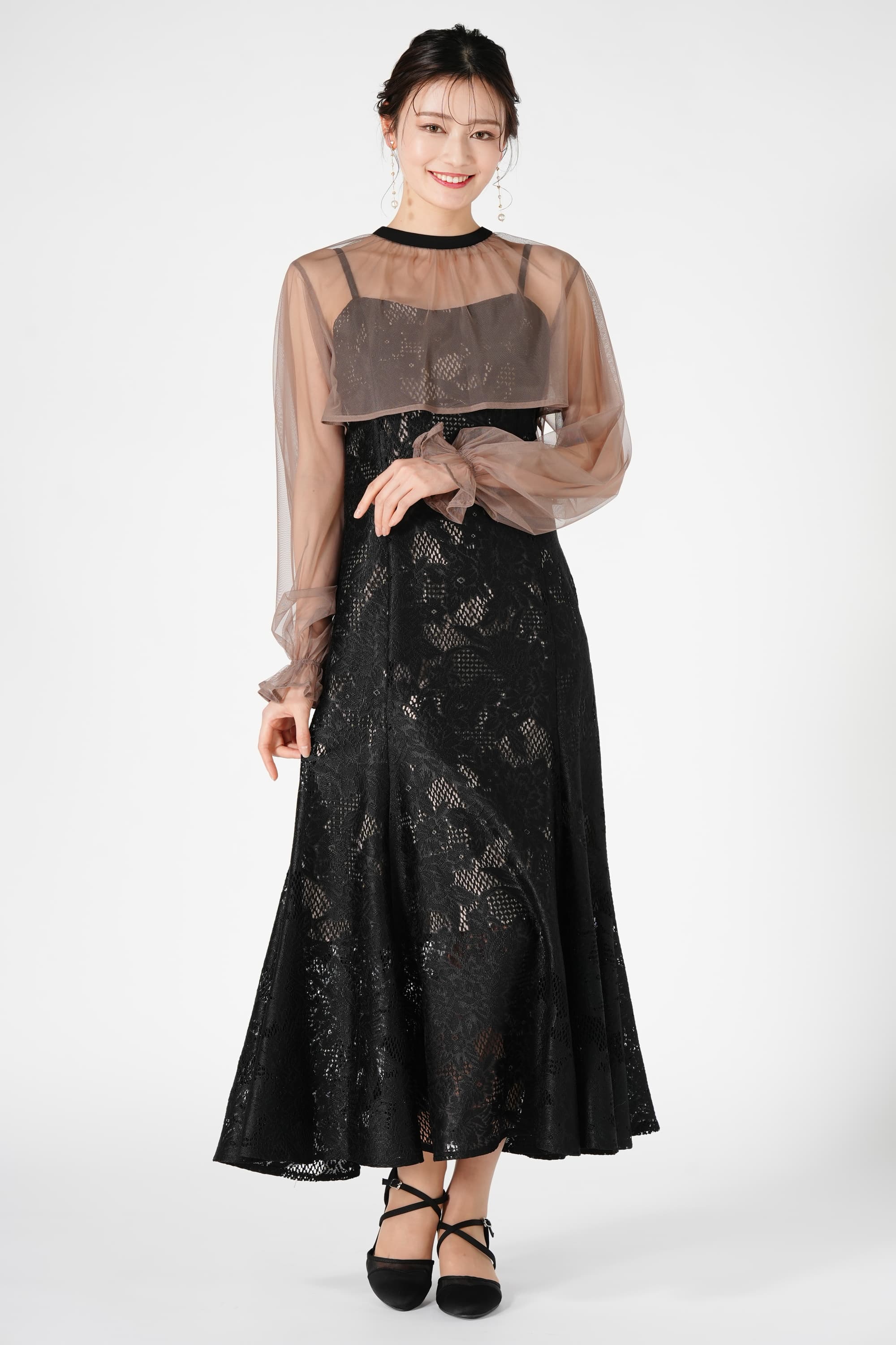 etoll. シフォンボレロ＆マーメイドブラックドレス (S) をレンタル
