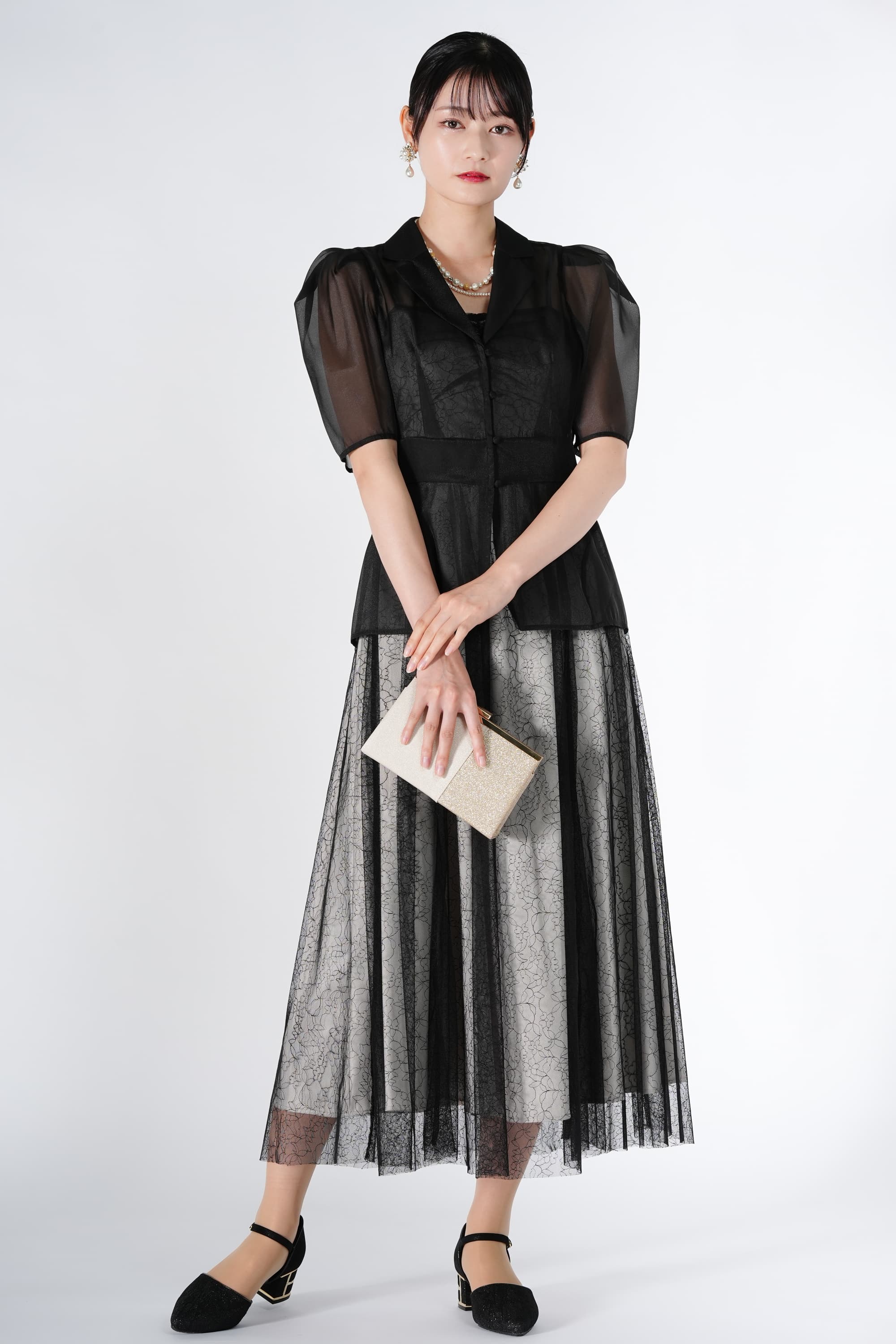 SNIDEL シアージャケット×ブラックドレス (S) をレンタル - 結婚式