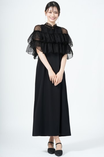 Discoat フロッキードット柄チュールブラックドレス (S) をレンタル