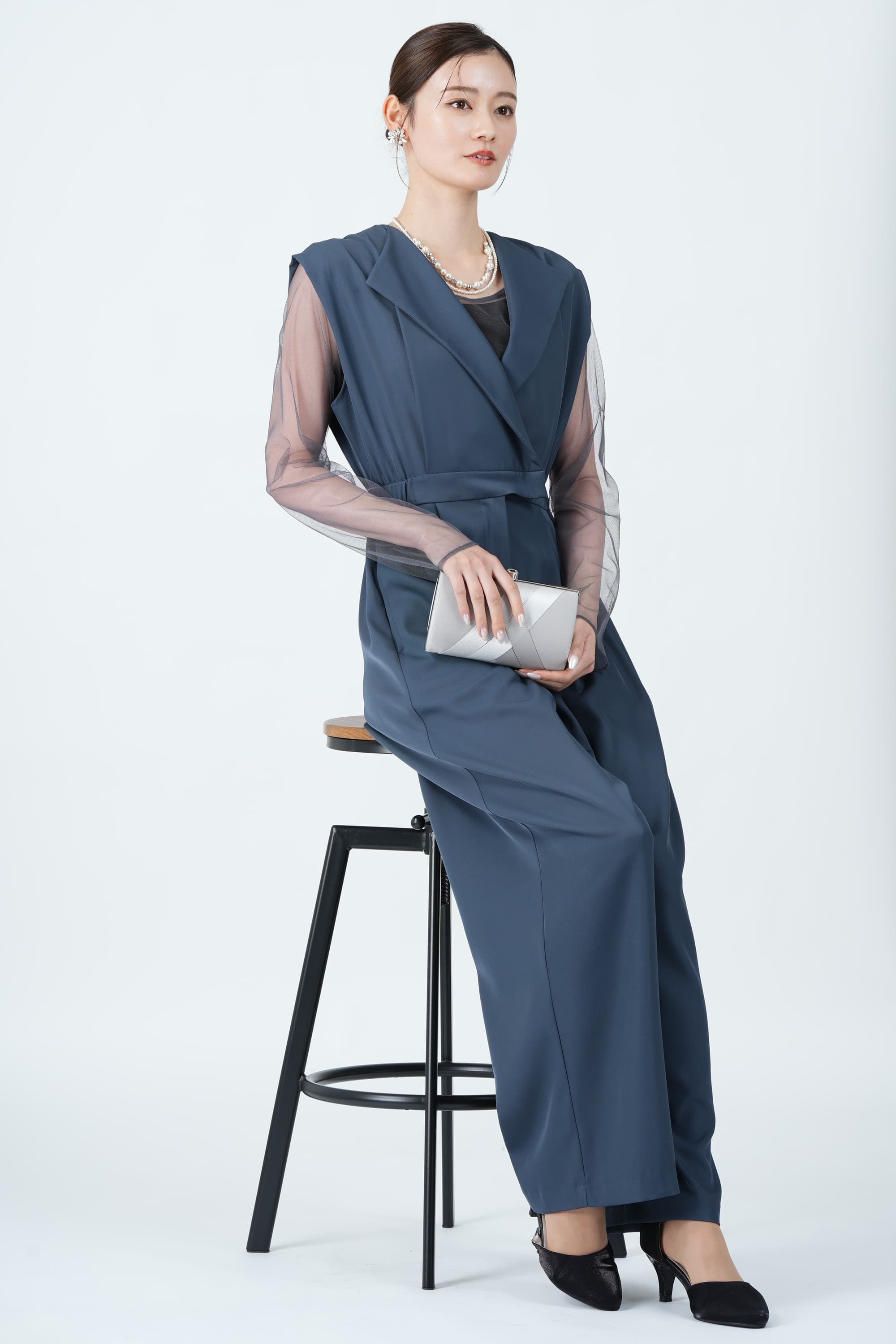 niana スタンドアウトカラーブルーパンツドレス (L) をレンタル - 結婚