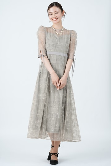 LEJA チェック刺繍スパンコールグレードレス (M〜L) をレンタル - 結婚