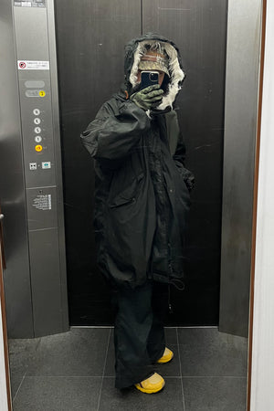 M-65 Fishtail Over-Dyed with Hood Black フード付き モッズパーカー