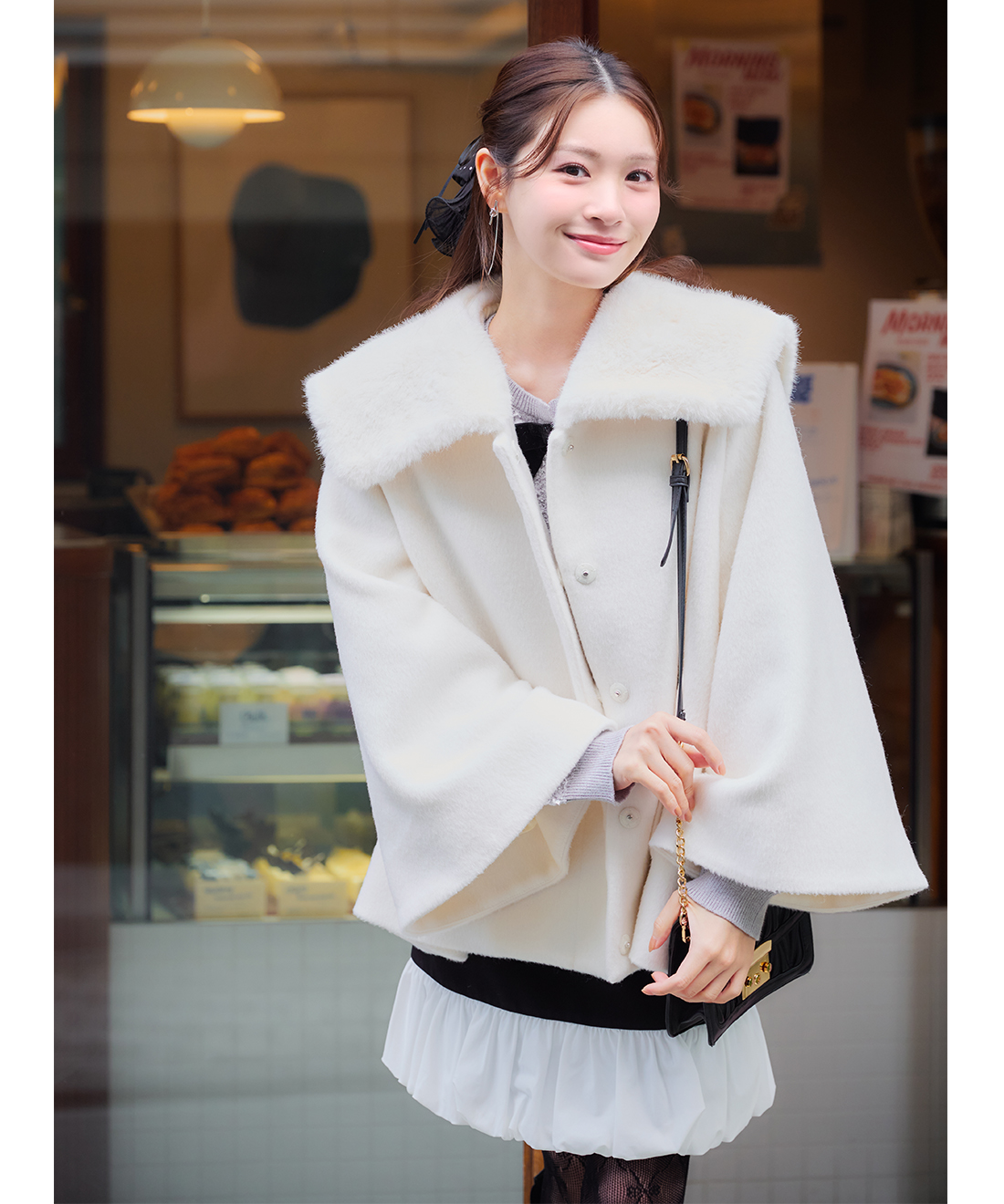 フェイクファービッグカラーケープコート｜PETAL ONLINE（ペタル