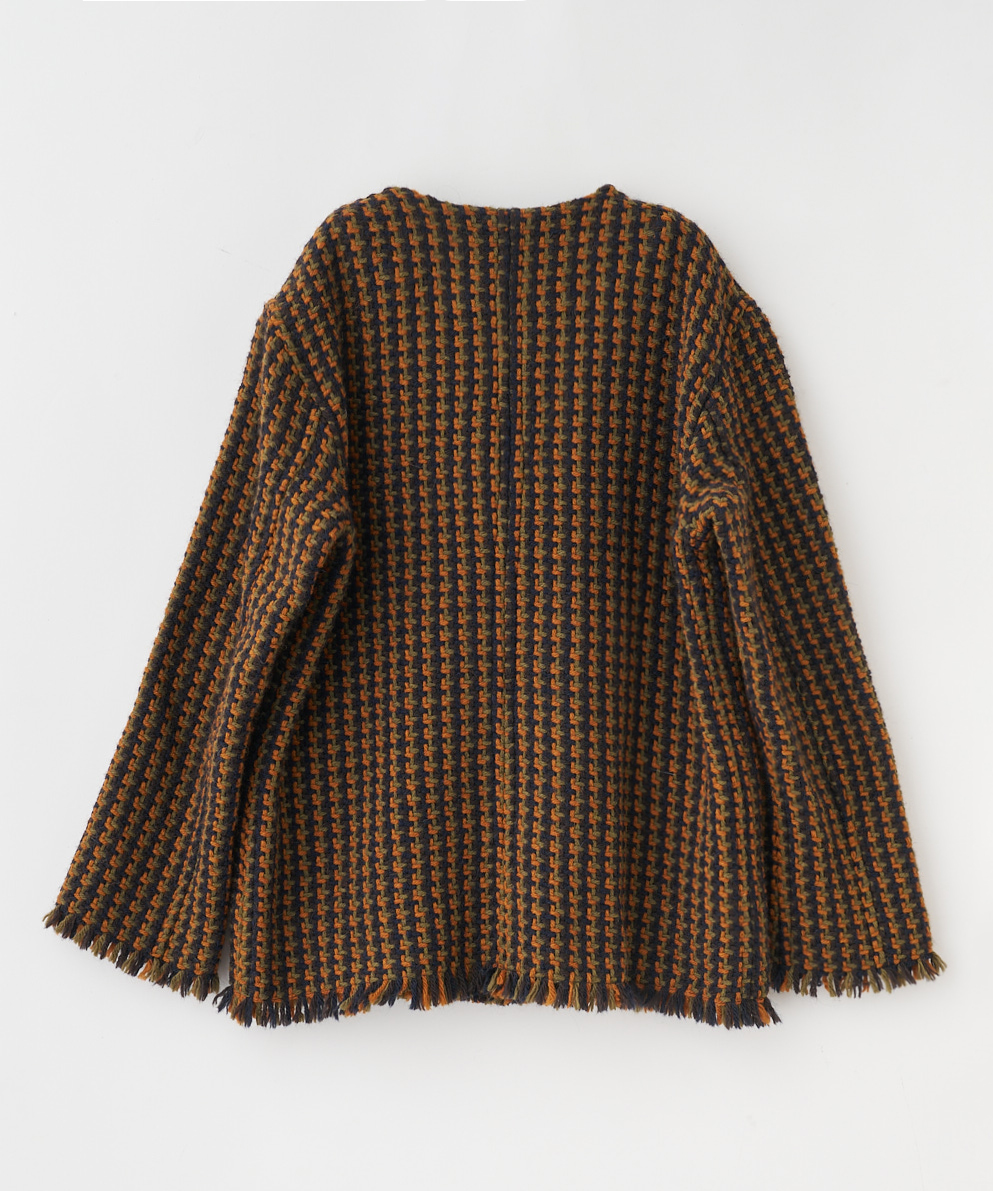 ダブル釦ノーカラーチェックジャケット｜Stola.（ストラ）公式通販サイト