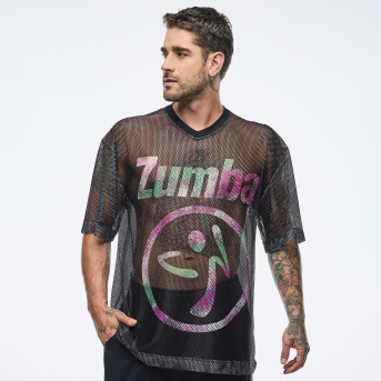 定価9,900円 ZUMBA 正規品 Vネック スパンコール メッシュTシャツ Apres Zumba Mesh V Neck Top <Bold Black> | JWI OFFICIAL WEBSITE