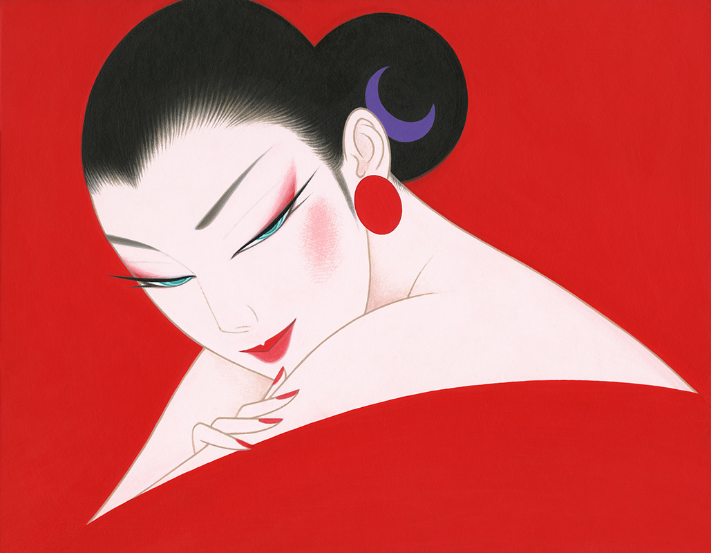 希少品】鶴田一郎 マイファニーヴァレンタイン 絵画 日本女性 額入り