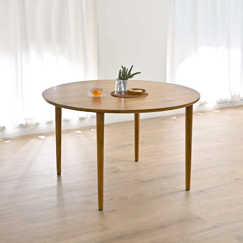 T3400WX チーク無垢材 ラウンド ダイニングテーブル 幅120cm | 【SR