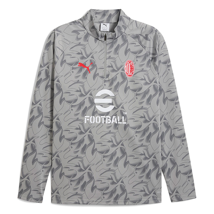 ACミラン 25-26 プレマッチ 1/4ジップトップ(グレー×ホワイト)【PUMA