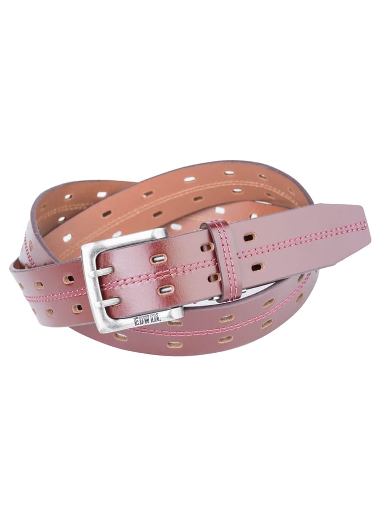 ブラック 【EDWIN(エドウィン)】40mmWピン牛革ロングベルト