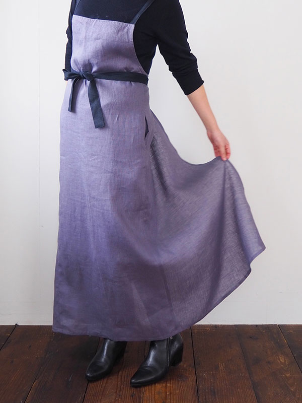 値下げ!若山曜子先生×Fog Linen Work リネンフレアエプロン 藤色