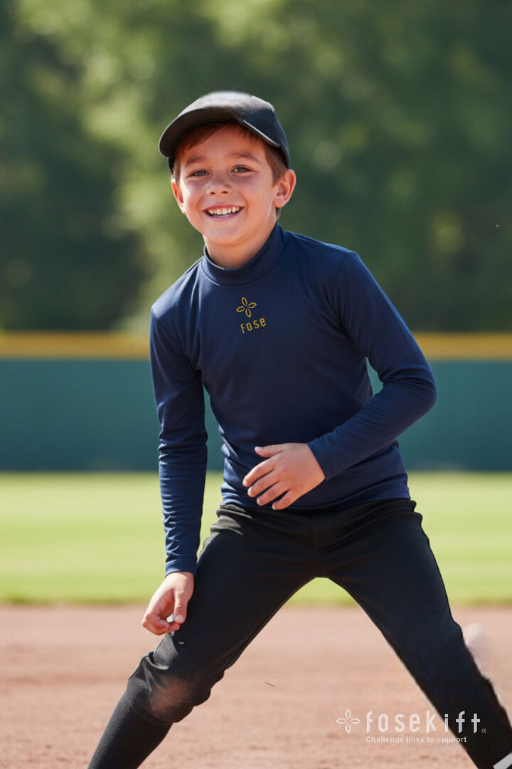 ジュニア・ハイネック長袖ネイビー】アンダーシャツ | 共感をつなぐ