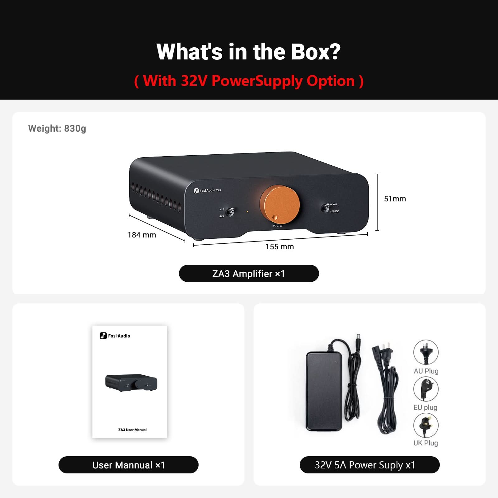 Fosi Audio ZA3 Balanced Stereo Amplifier Mono Amp