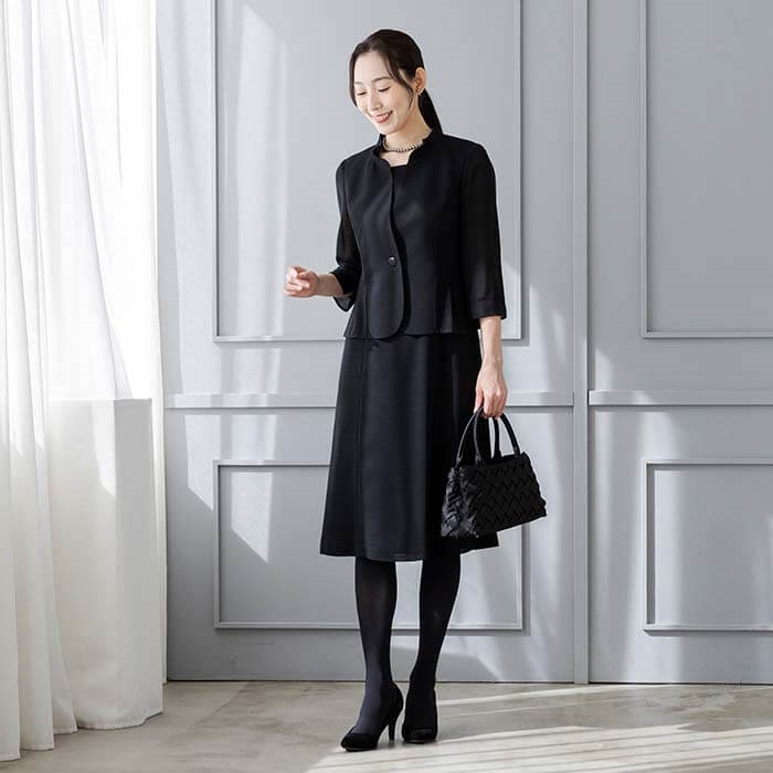 洗える｜絽素材の夏ワンピース 23号・ブラック｜東京ソワール