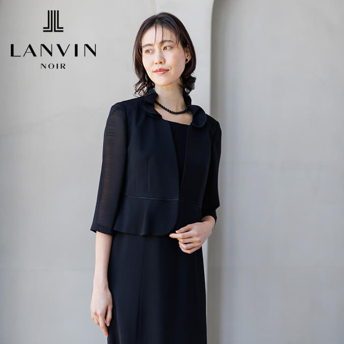 フラワーカラーの絽のフォーマルワンピース 9号・ブラック｜東京