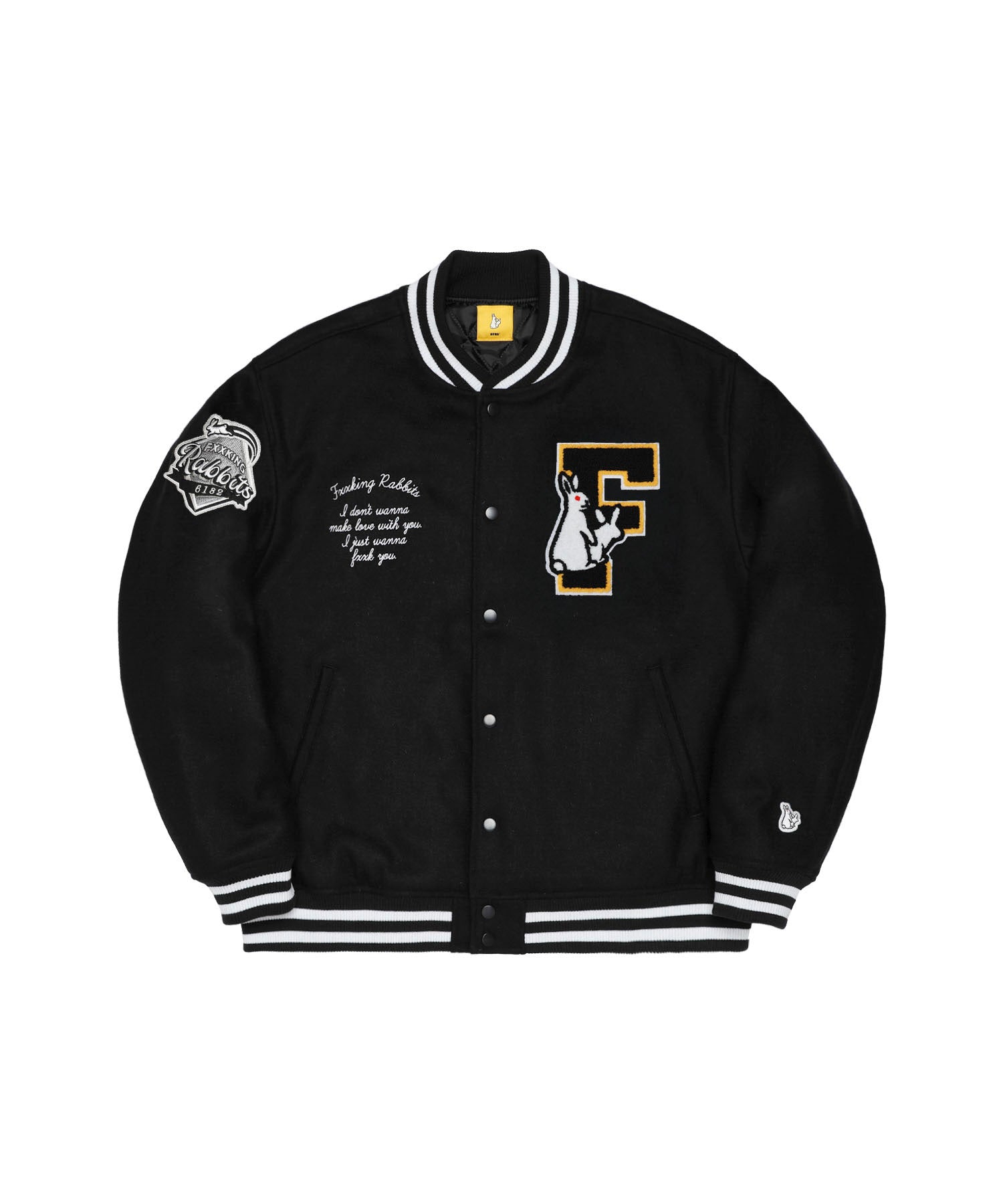 Rabbits Emblem Patch Varsity Jacket – #FR2