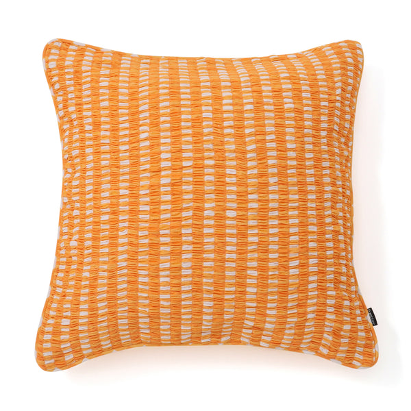 ギャザーチェック クッションカバー 450×450 オレンジ（042