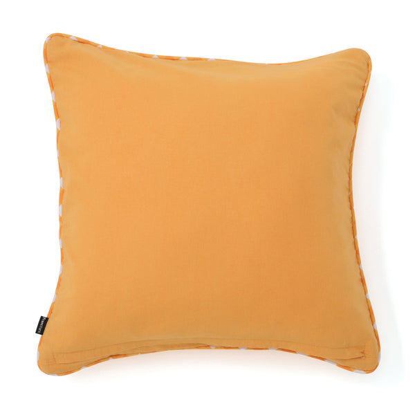 ギャザーチェック クッションカバー 450×450 オレンジ（042