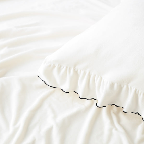 WARMY アルガンオイル加工 フリル 掛けふとん セミダブル ホワイト