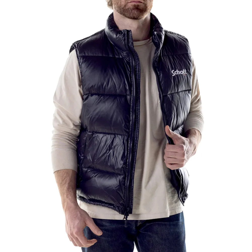 Schott Men's Nylon Down Filled Puffer Water-Repellent Vest