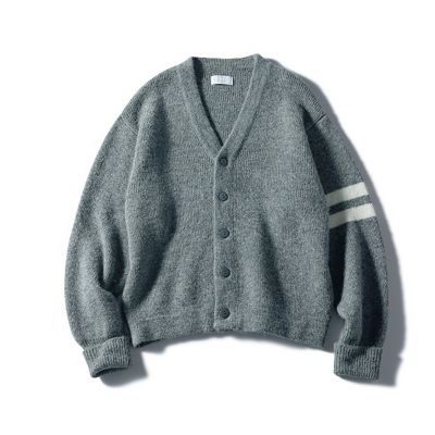 12closet(トゥエルブクローゼット)のモヘア混ライン入りカーディガン