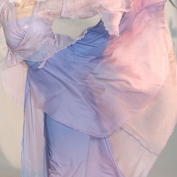 社交ダンス衣装 幻想の舞 透け感羽衣風ドレス モダン|社交 ダンス