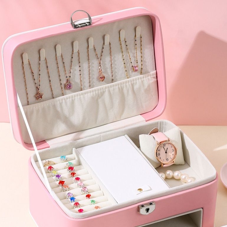 ジュエリーボックス 二段式引き出し付き多機能アクリルジュエリー収納