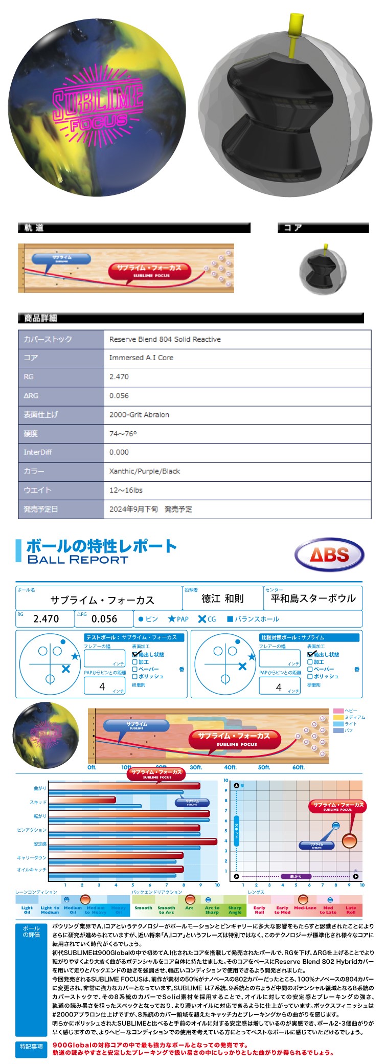 Sublime Focus ボウリングボール サブライムフォーカス 15ポンド