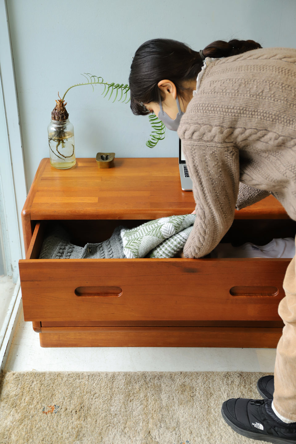 ヴィンテージ ローチェスト チーク材 収納家具 北欧デザイン/Vintage