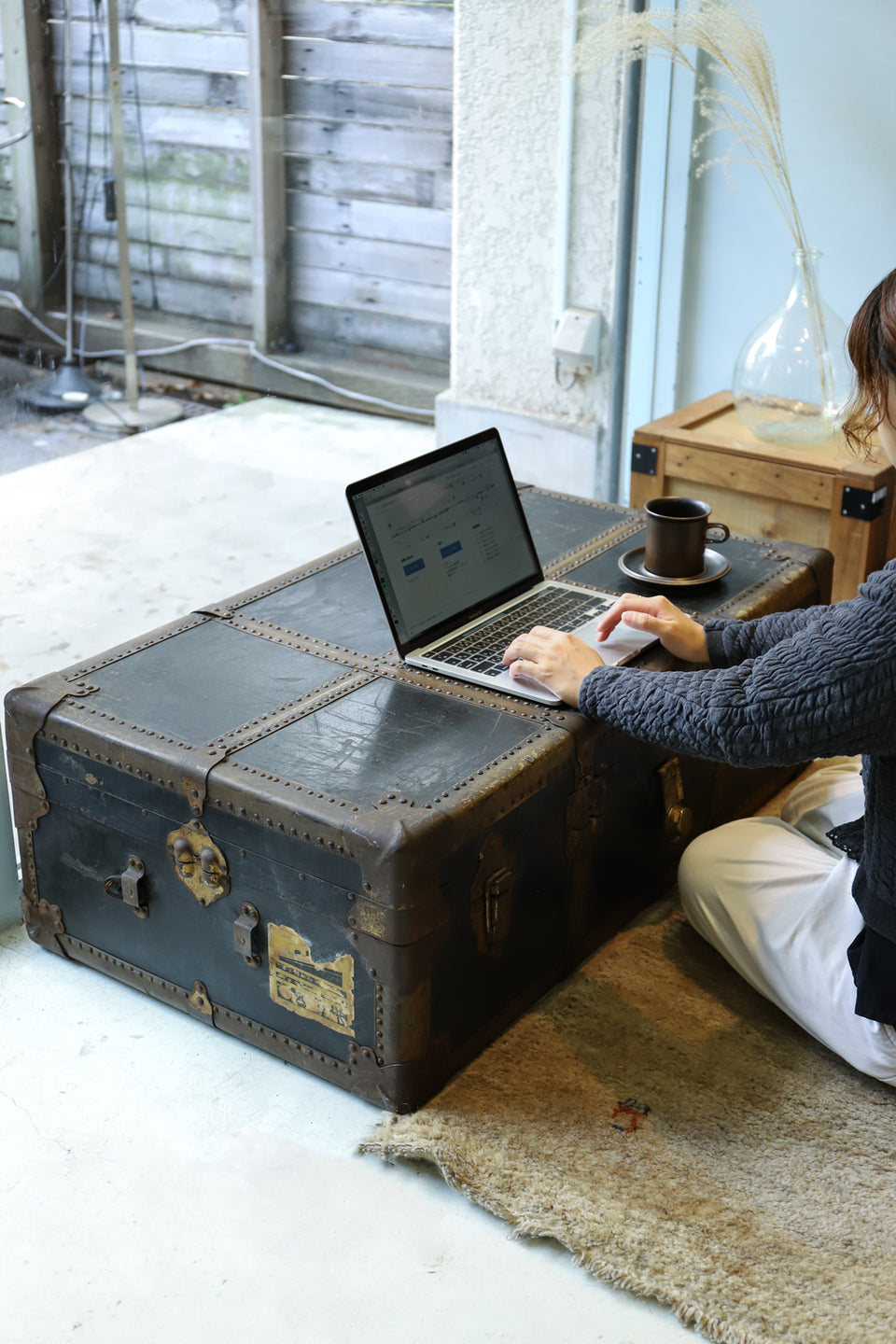 アメリカ アンティーク スチーマートランク スーツケース ディスプレイ