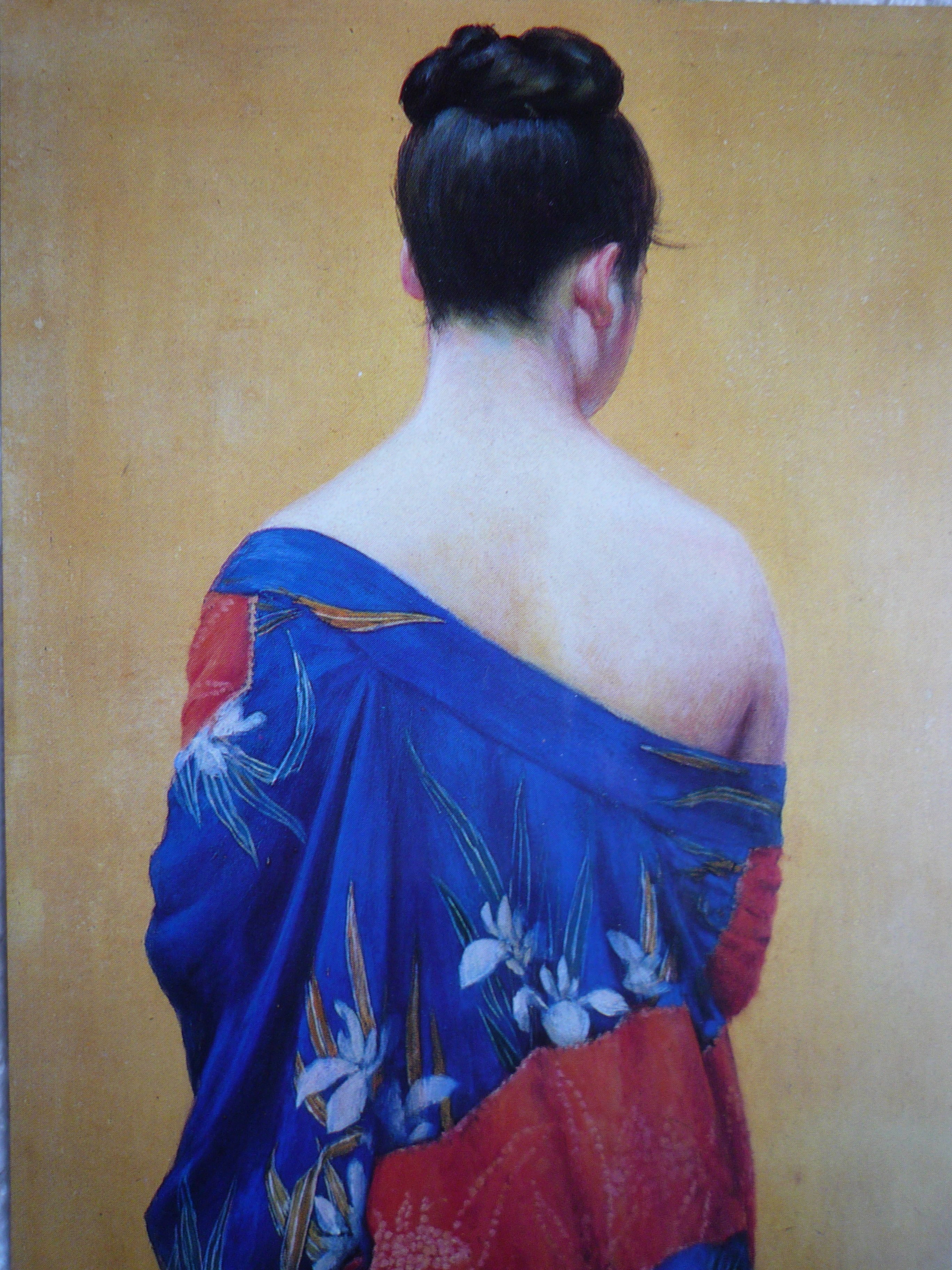 岡田 三郎助 「あやめの衣」複製 工芸画 額装 人物画 絵画 F 岡田