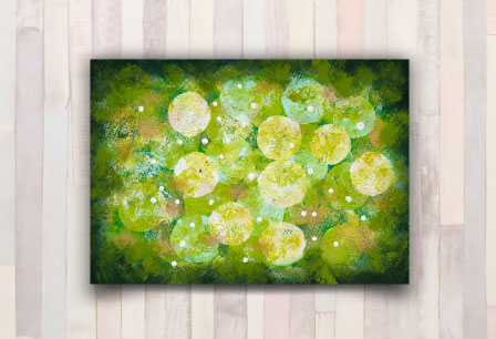 絵画 868 油絵/抽象画風/ひび割れ/黄色と緑/F10号 絵画 868 油絵/抽象
