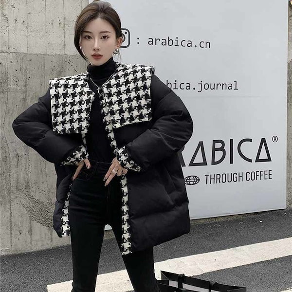 Qoo10] レディース 千鳥格子柄カラーステッチ ダ