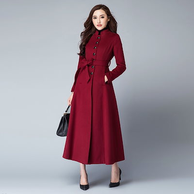 Qoo10] 5102.超ロングコート（ワインレッド） : レディース服
