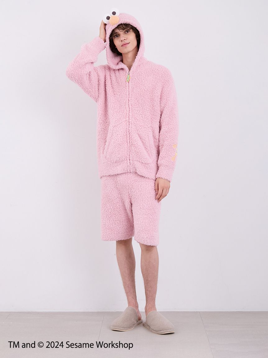SESAME STREET】 MEN's Elmo Hoodie and Shorts Loungewear Set