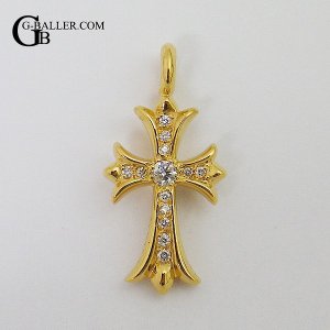 クロムハーツ 22K CHプラス スタッドピアス ダイヤ インボイス原本付