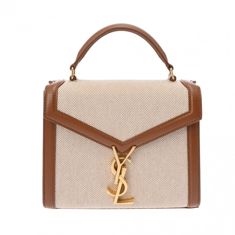 サンローランカサンドラ 2WAY ブラウン レディース キャンバス