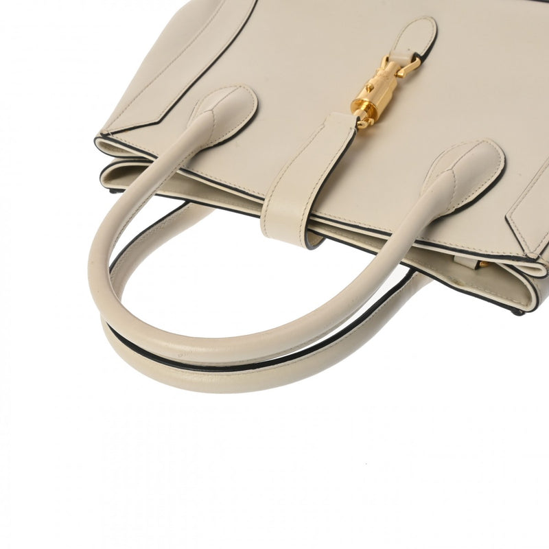 グッチジャッキー 1961 ミディアム 白 ゴールド金具 レディース レザー