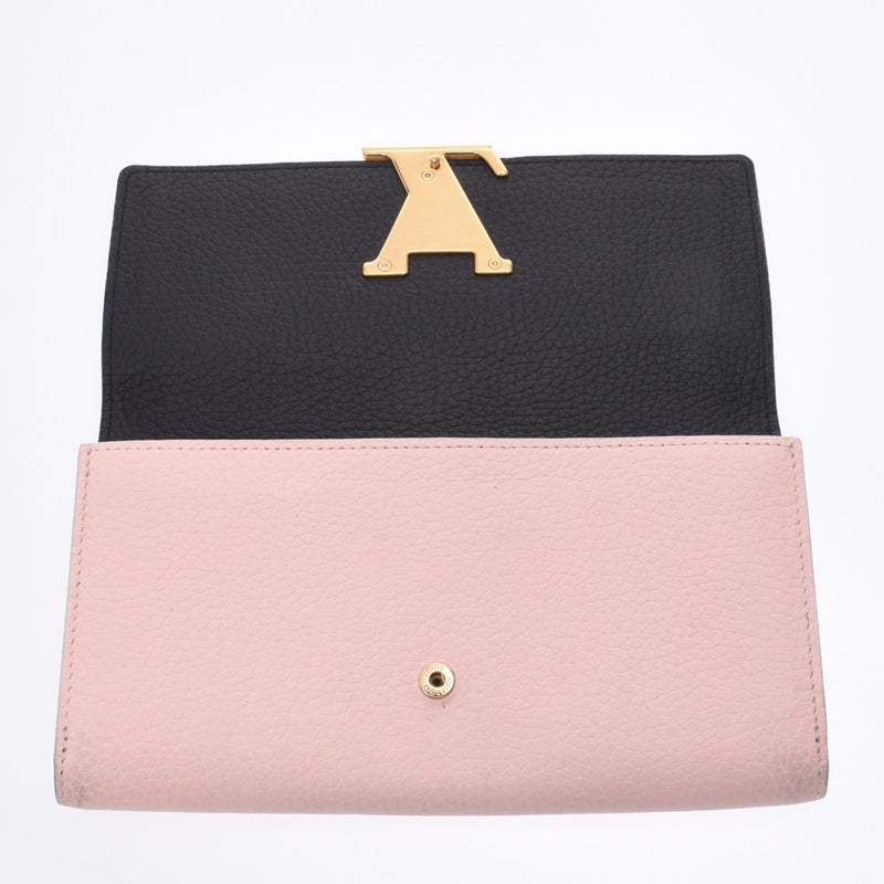 ルイヴィトンポルトフォイユ カプシーヌ 黒/ピンク/白 レディース 長