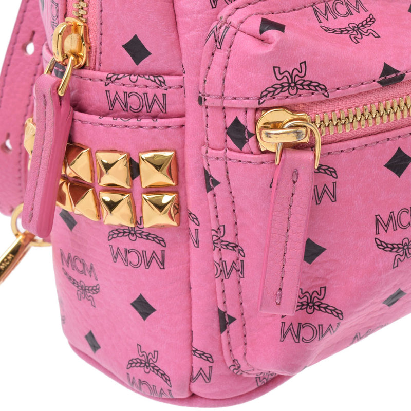 エムシーエムバックパック ミニ スタッズ ピンク レディース リュック