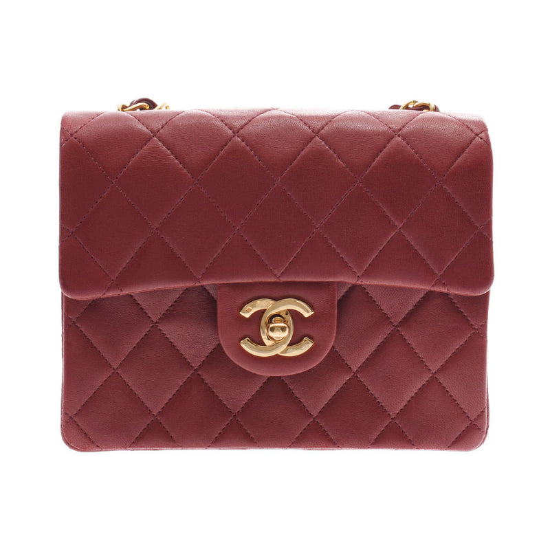 シャネルミニマトラッセ チェーンショルダーバッグ ボルドー系