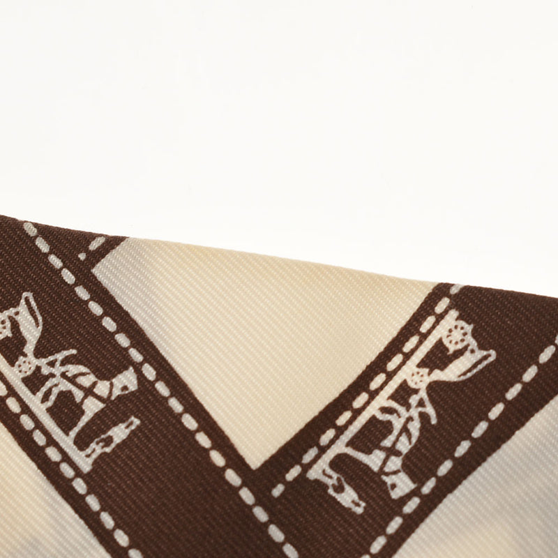 エルメスツイリー ボルデュック/Bolduc リボン柄 白/茶 レディース