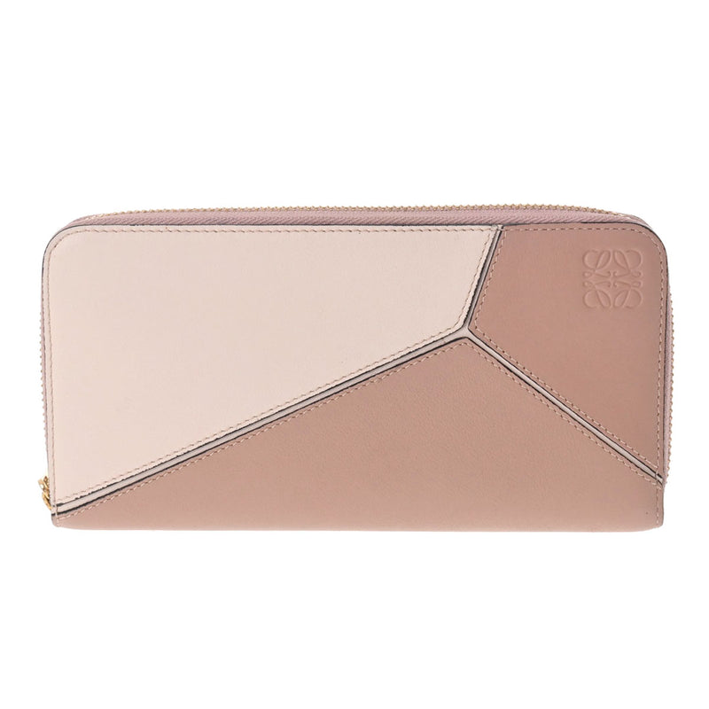 ロエベアナグラム パズル ジップアラウンド ベージュ/ピンク