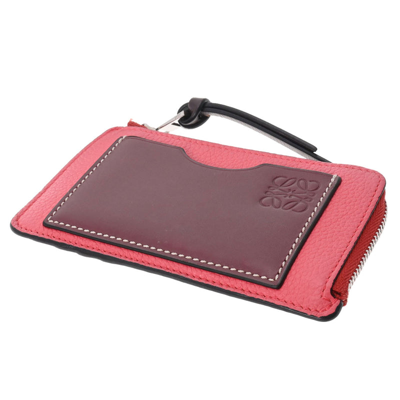 ロエベカードケース ボルドー/ピンク ユニセックス レザー コイン