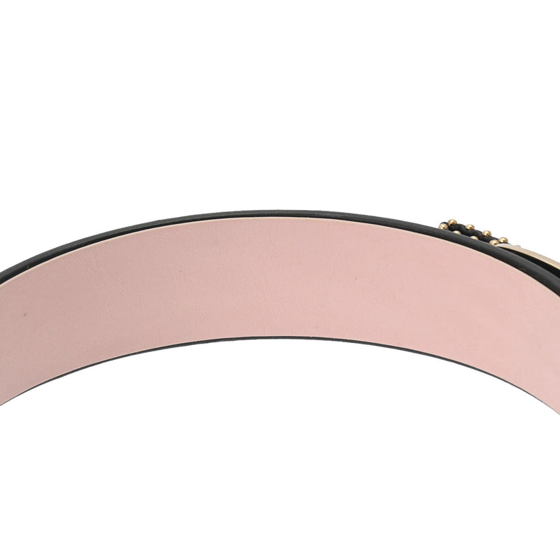 フェラガモカチューシャ スタッズ 黒/ピンク レディース レザー