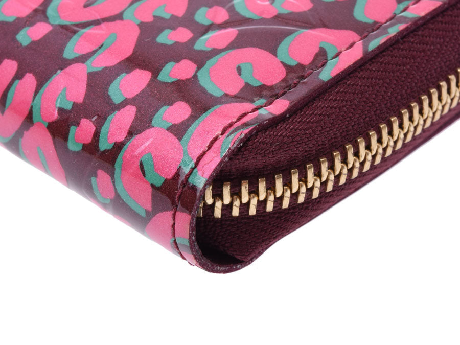 ルイヴィトン ヴェルニレオパード ジッピーウォレット ルージュフォー